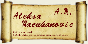 Aleksa Mačukanović vizit kartica